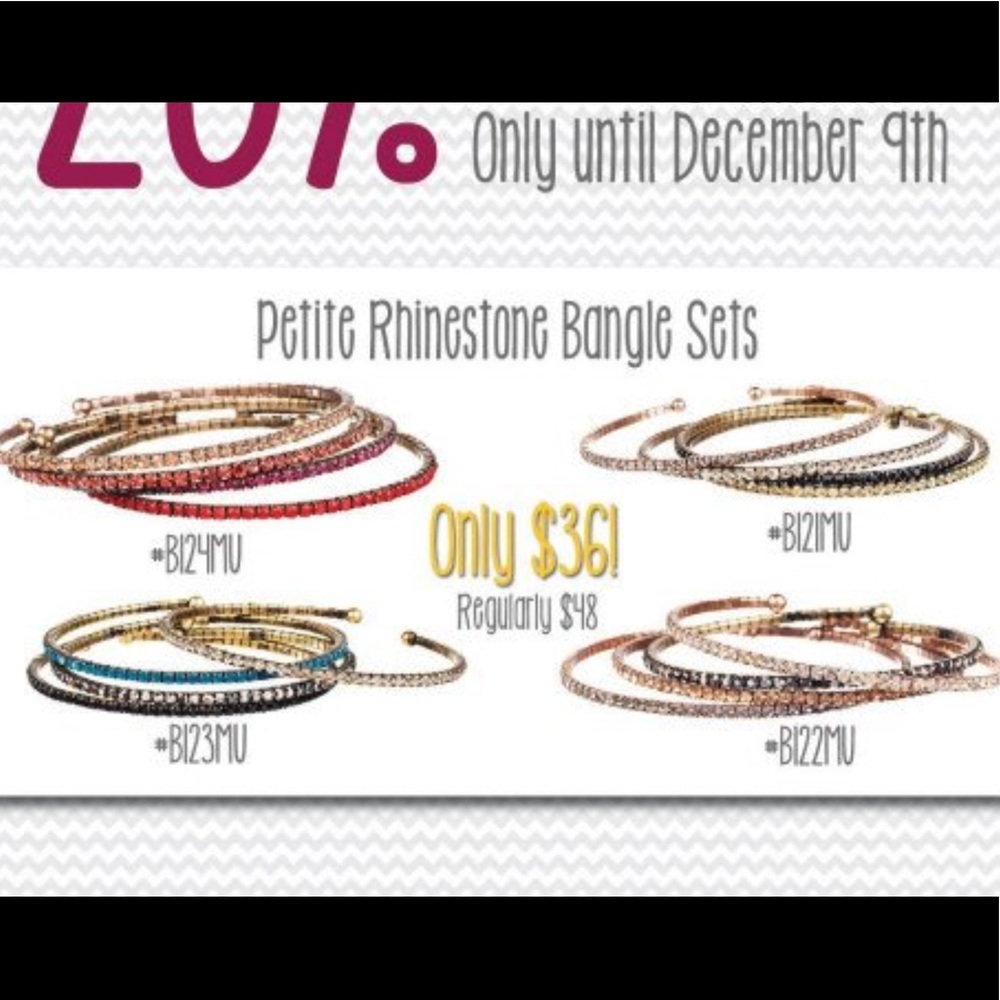 🌸ISO🌸 C&I Petite Rhinestone Bangles Bracelets - Picture 9 of 9